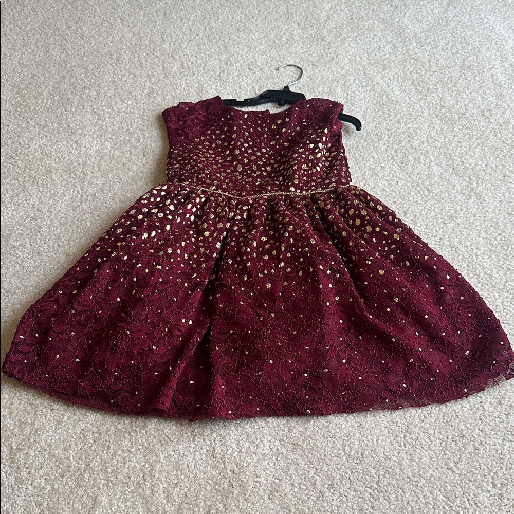Elegant Burgundy Kids Dress with Gold Accents